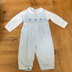 12 mo Petit Ami Snowman smock